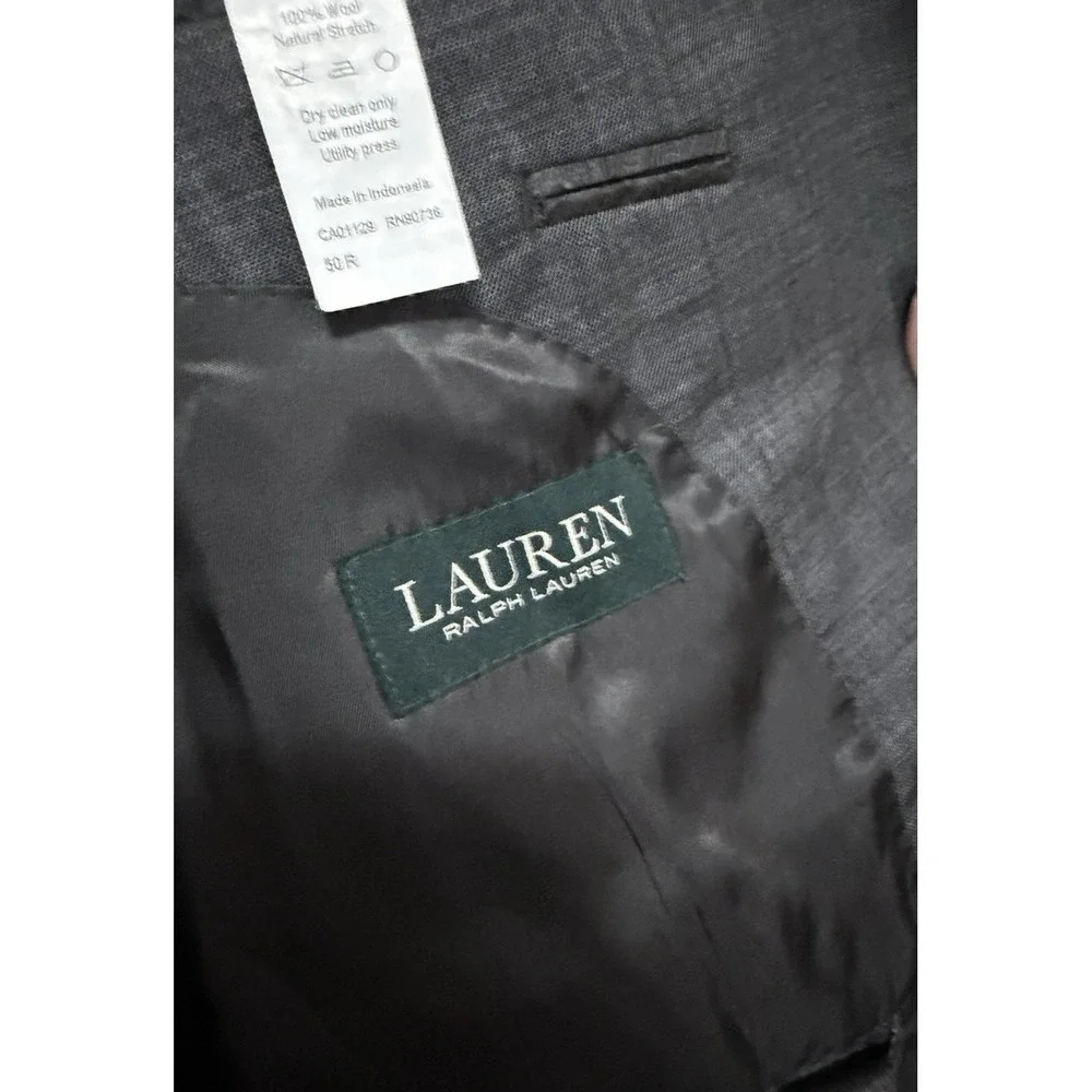 Lauren‎ Ralph Lauren Blazer Men's 50R Gray 2 Button Suit Jacket Wool